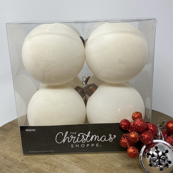 NIB 2024 Hobby Lobby Cream Flock Ornament - 8 pc. X 80mm - Picture 1 of 5